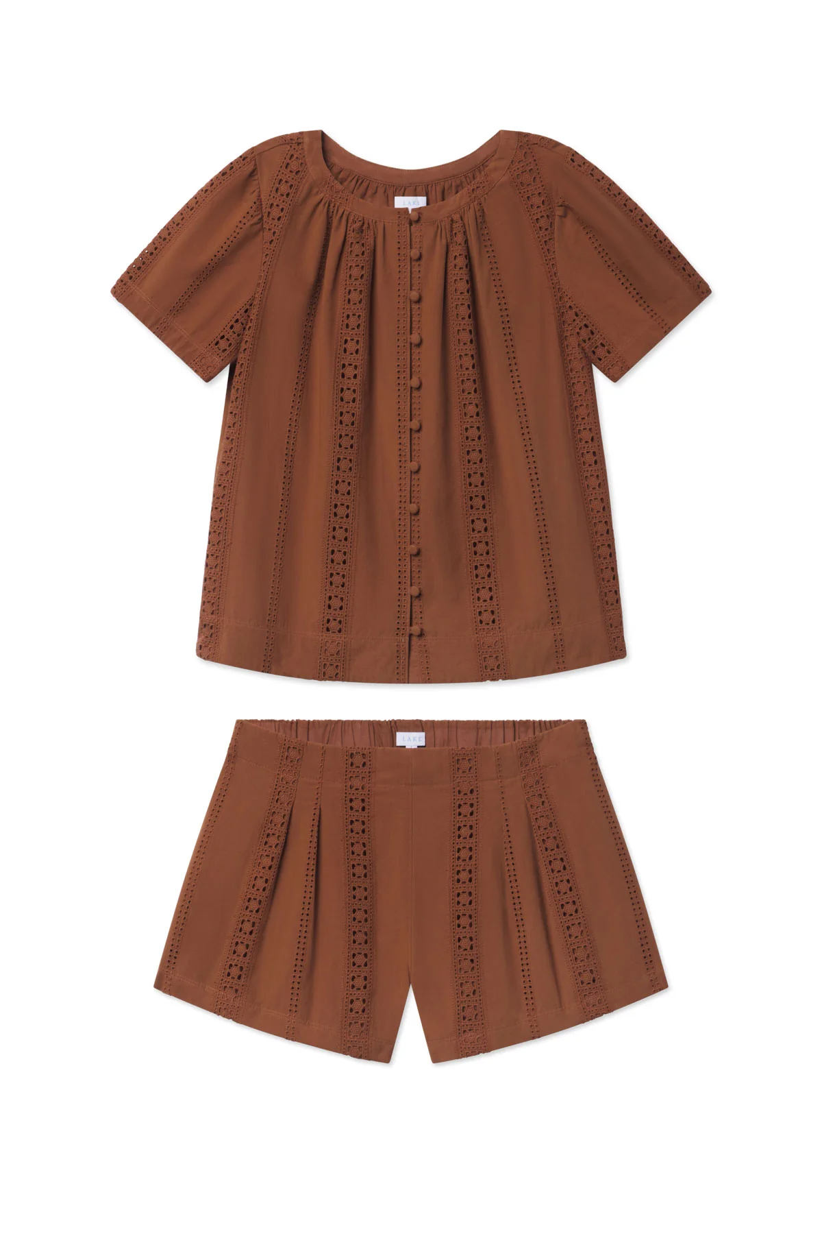 Cafe Shorts Set in Cinnamon Eyelet - Image 5