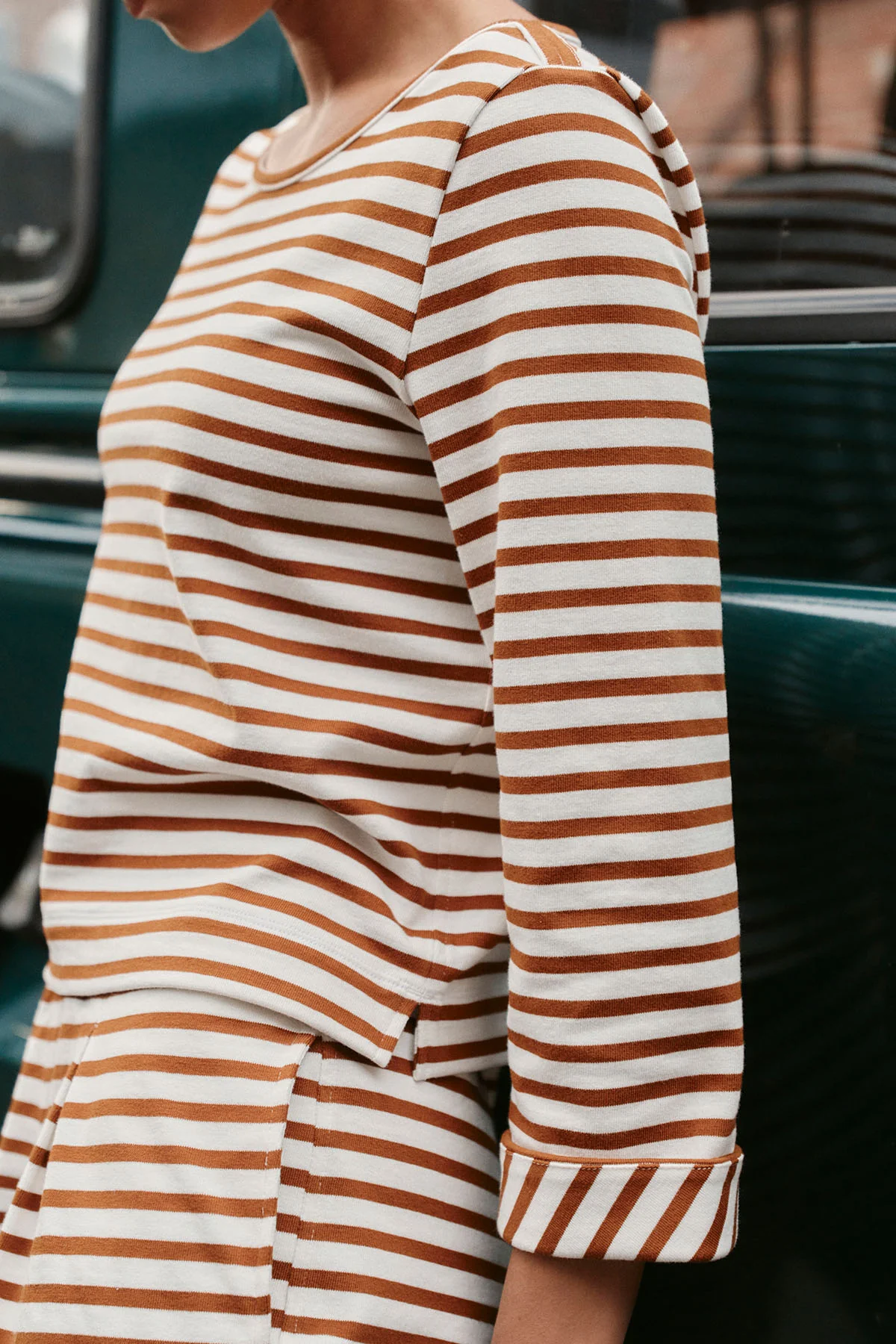 Field Short Set in Cinnamon Tricot Stripe - Image 4