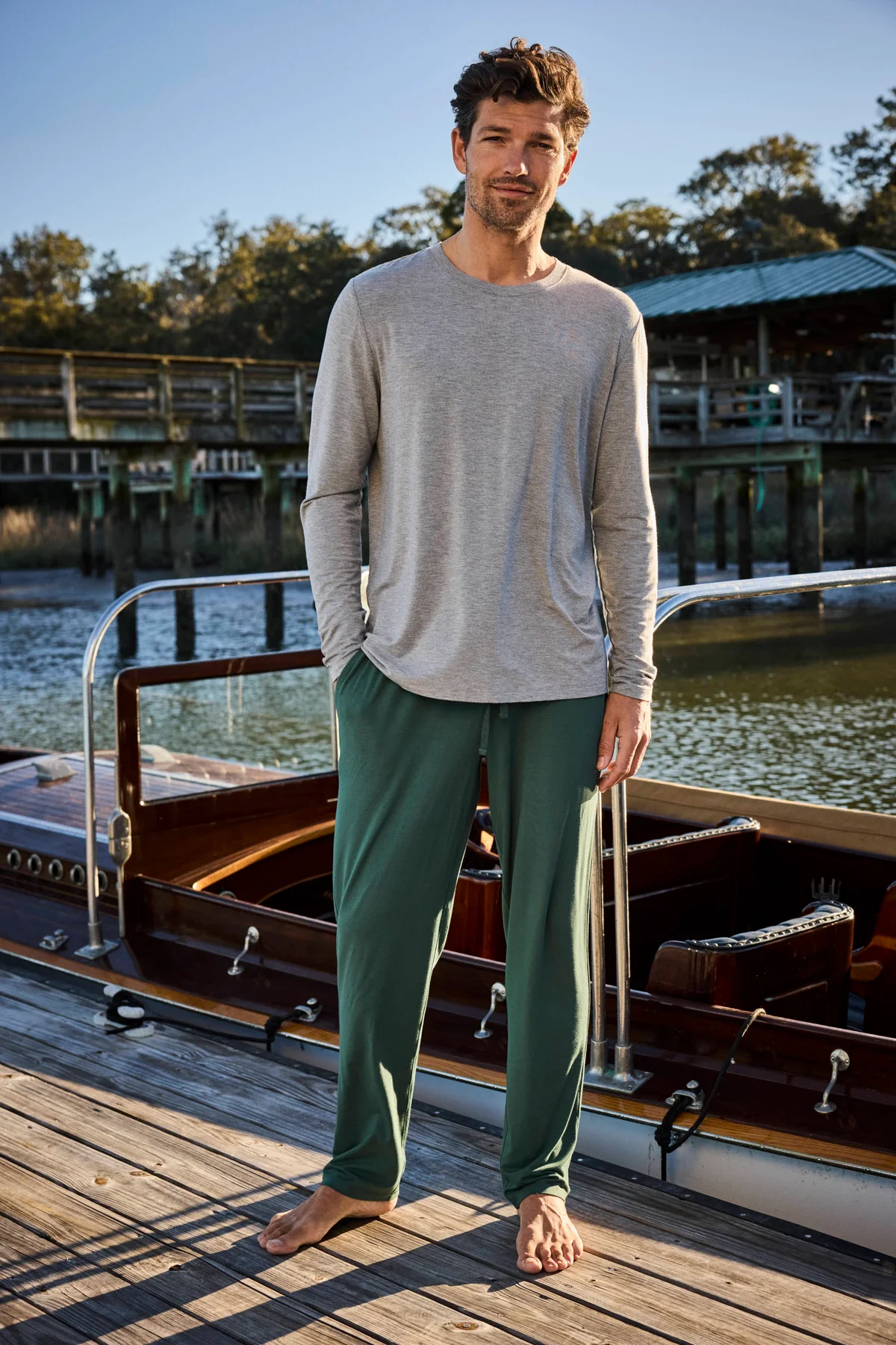 Men's Bamboo Lounge Pants in English Ivy - Image 3