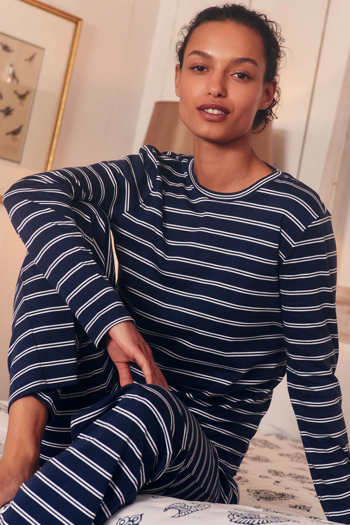 Pima Crew Long Sleeve Bundle in English Navy Tidal Stripe - Image 4