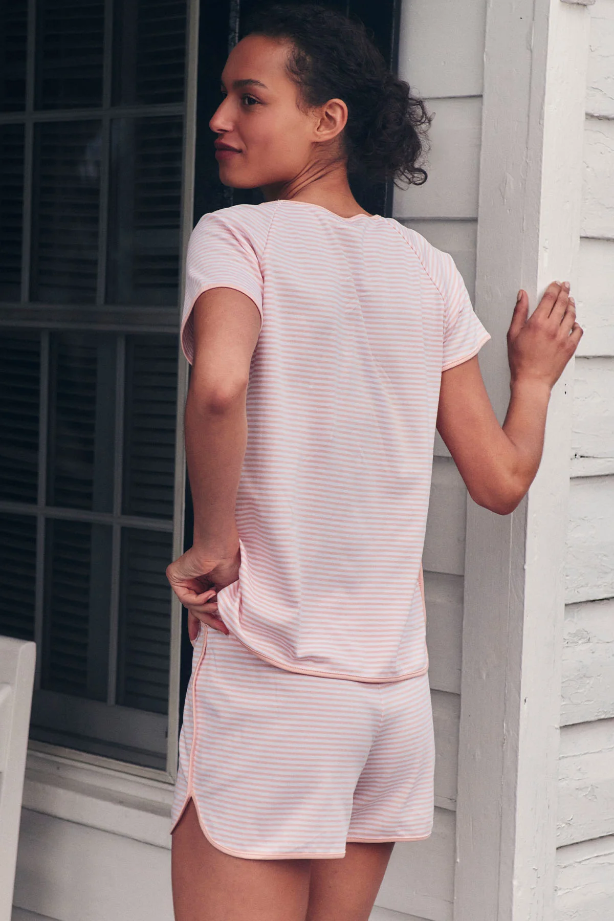 Pima Shorts Set in English Rose Stripe - Image 4