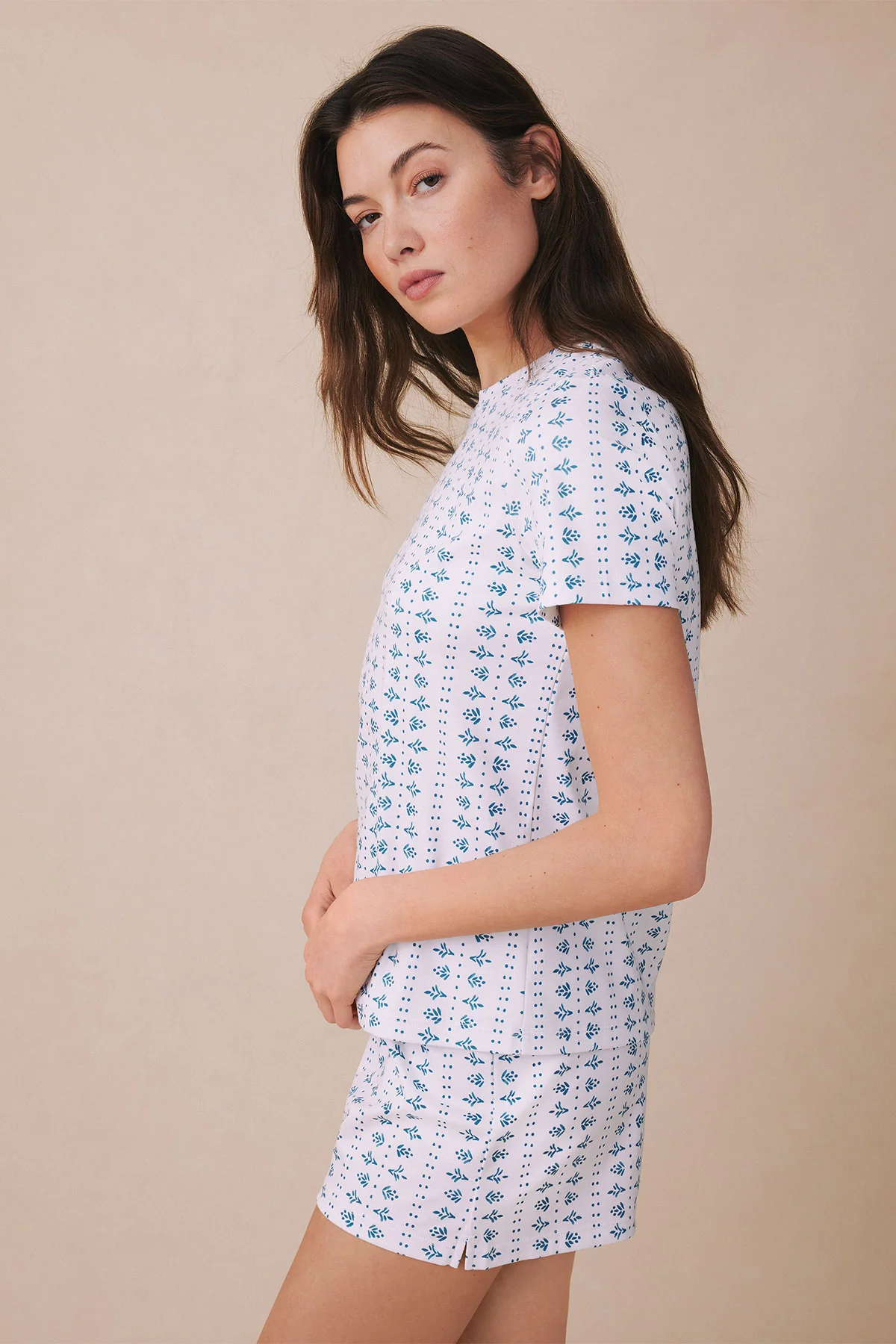 Pima Crew Shorts Set in Haven Blue Garden Arbor - Image 3