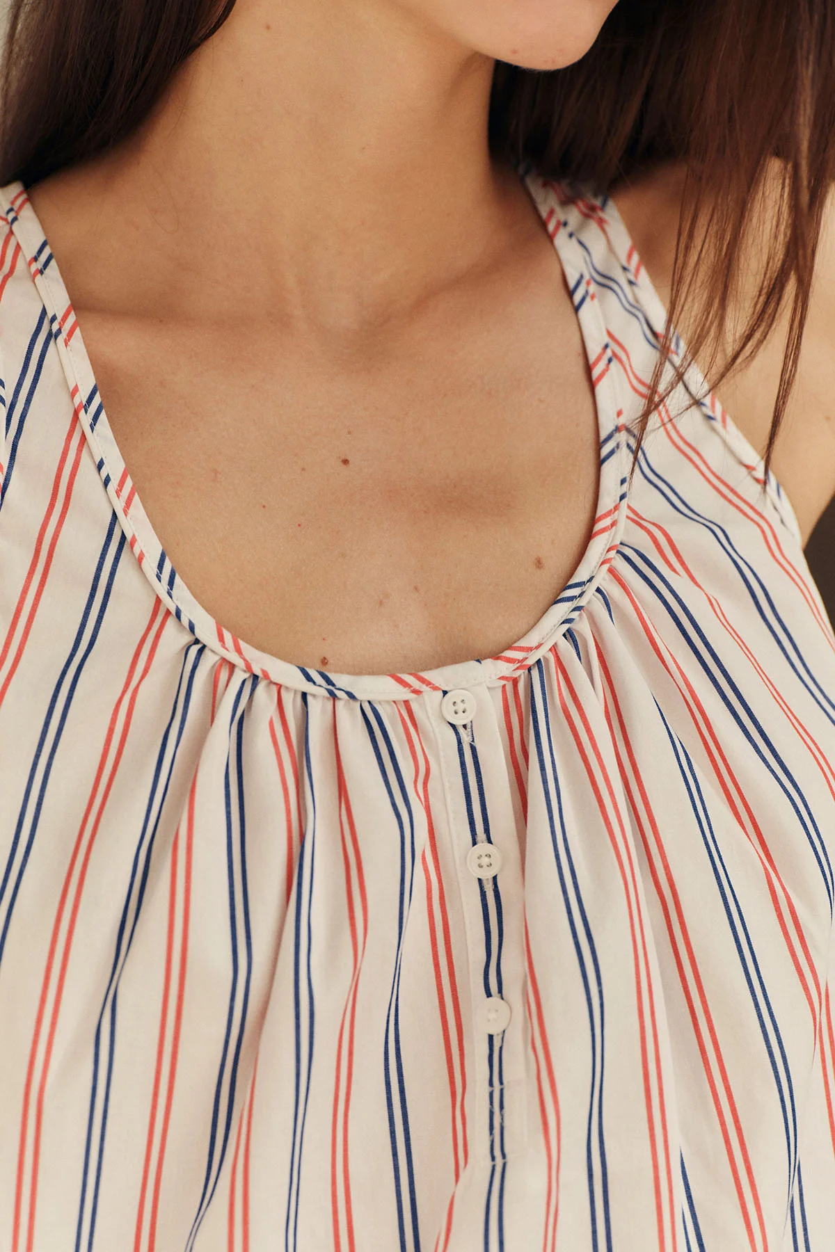 Poplin Frankie Nightgown in Lapis Confection Stripe - Image 3