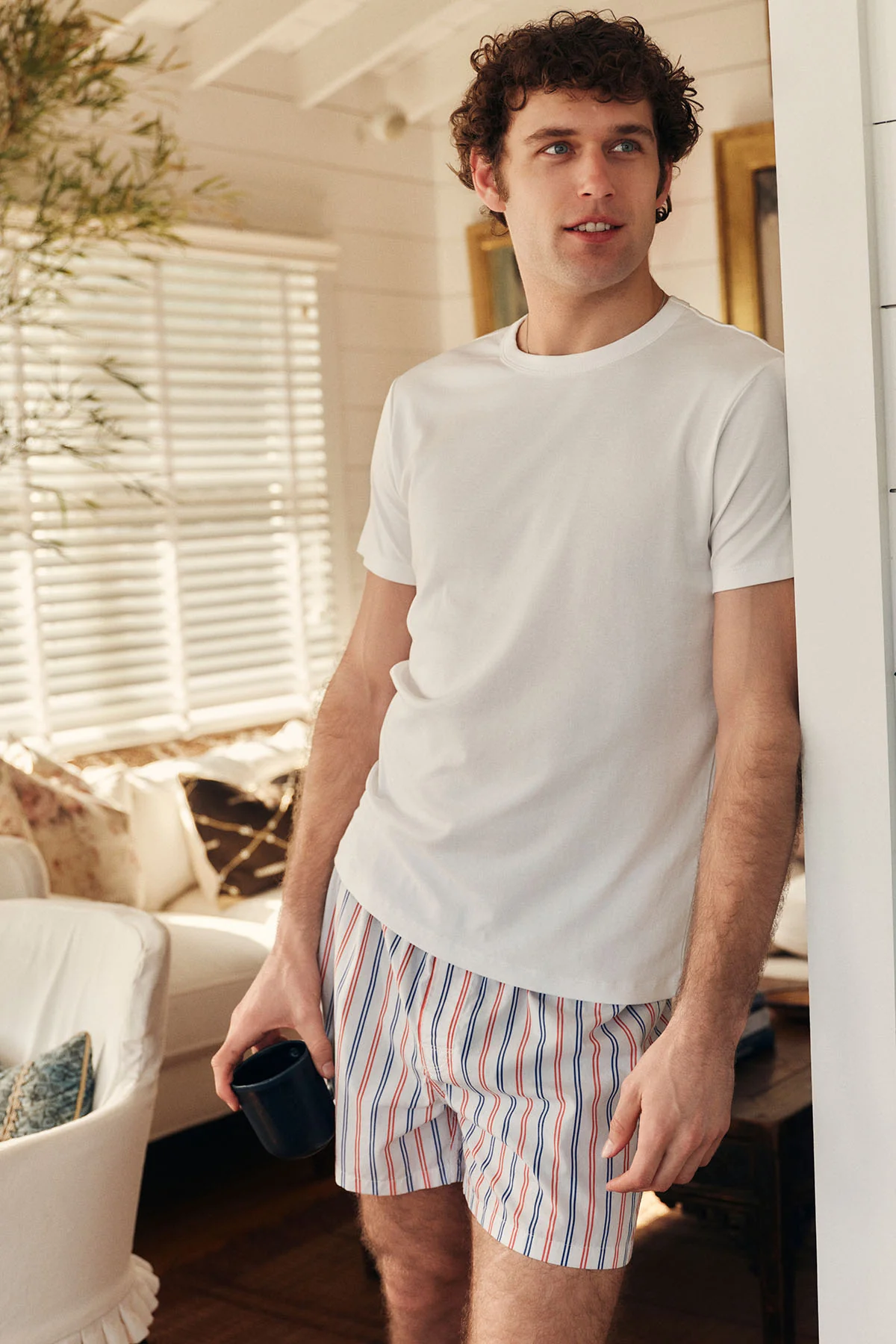 Men's Poplin Boxer in Lapis Confection Stripe - Image 3