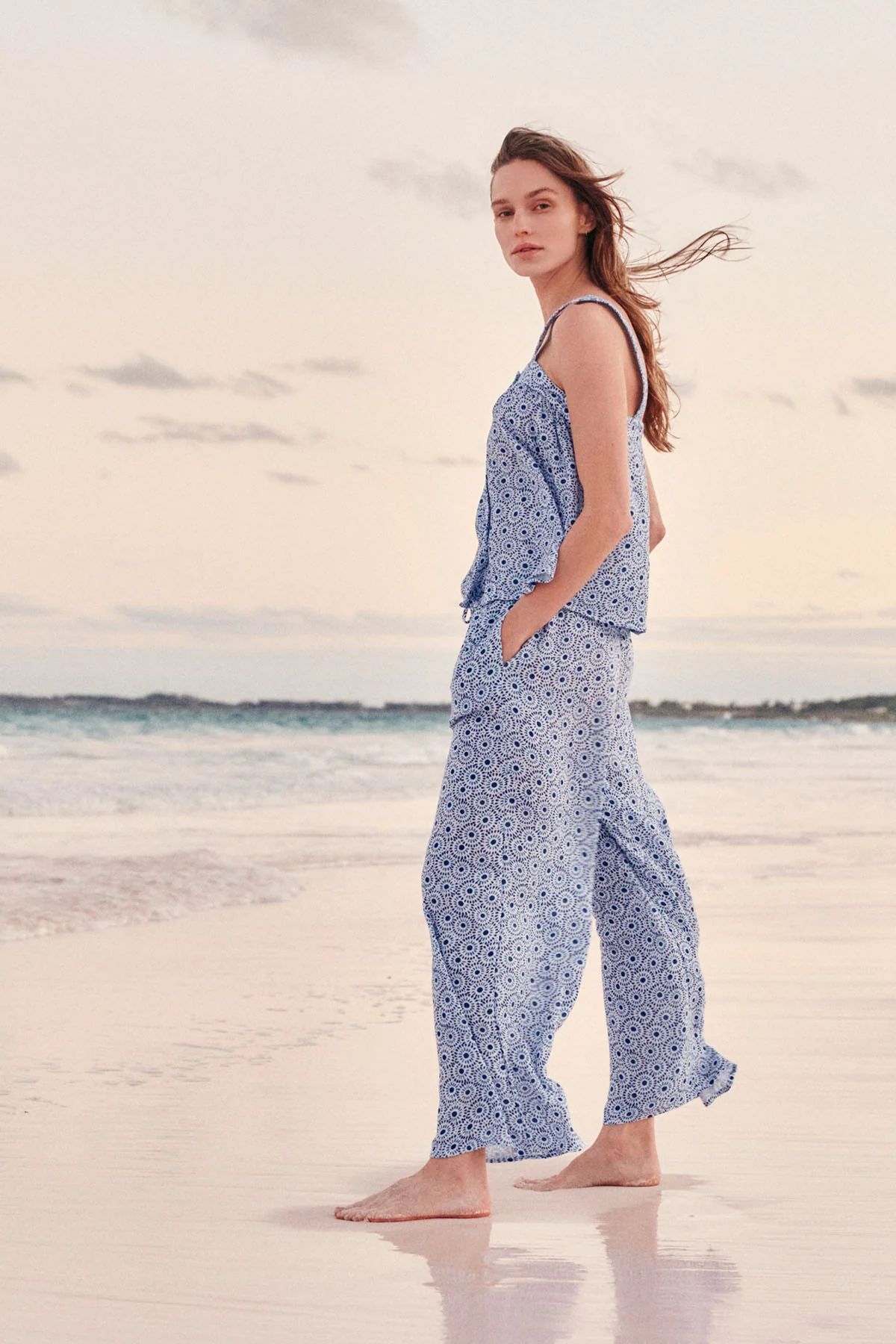 Hamptons Pants Set in Lapis Dot Gauze - Image 3