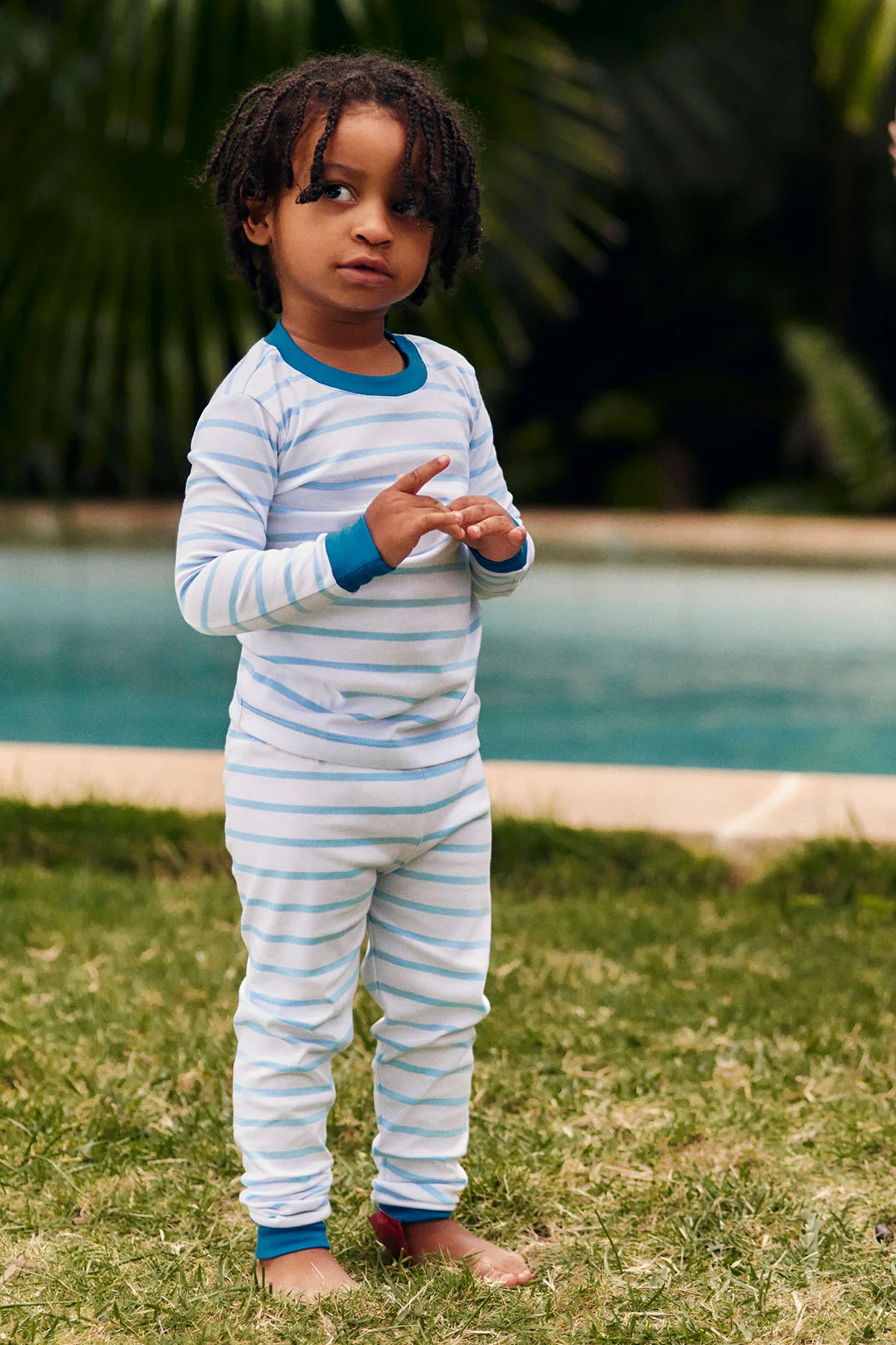 Kids Long-Long Set in Salt Spray Anchor Stripe - Image 2