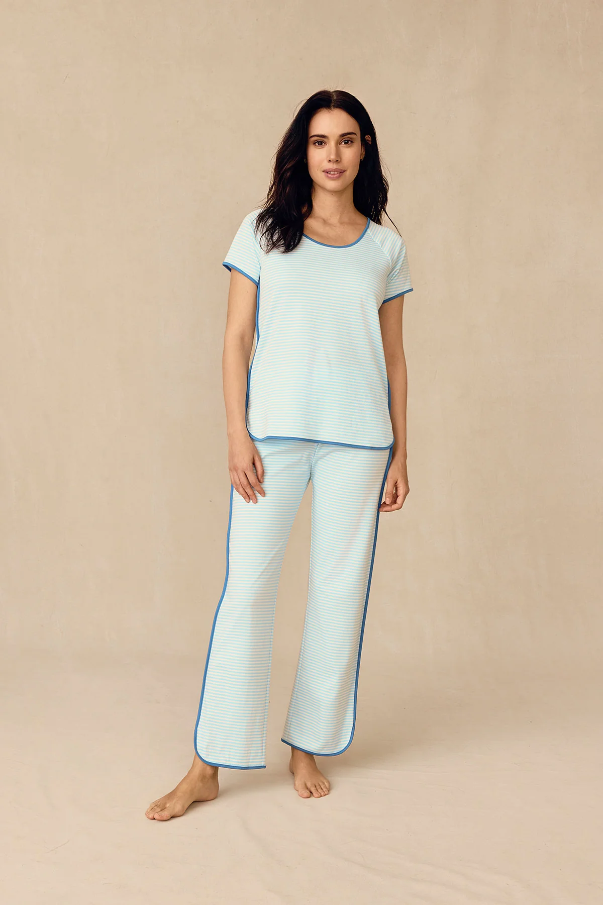 Pima Short-Long Set in Salt Spray Heritage Stripe - Image 2