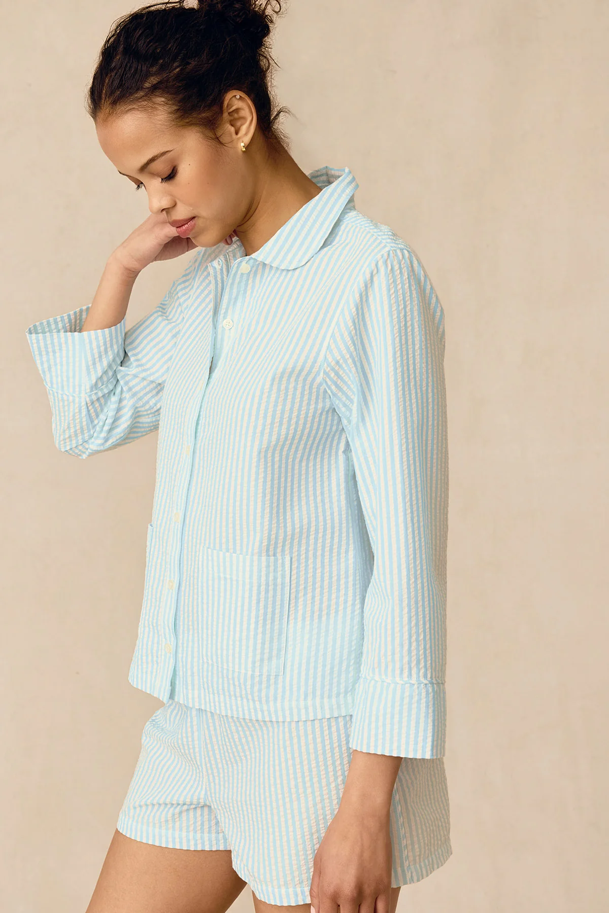 Georgie Pocket Shorts Set in Salt Spray Seersucker - Image 4