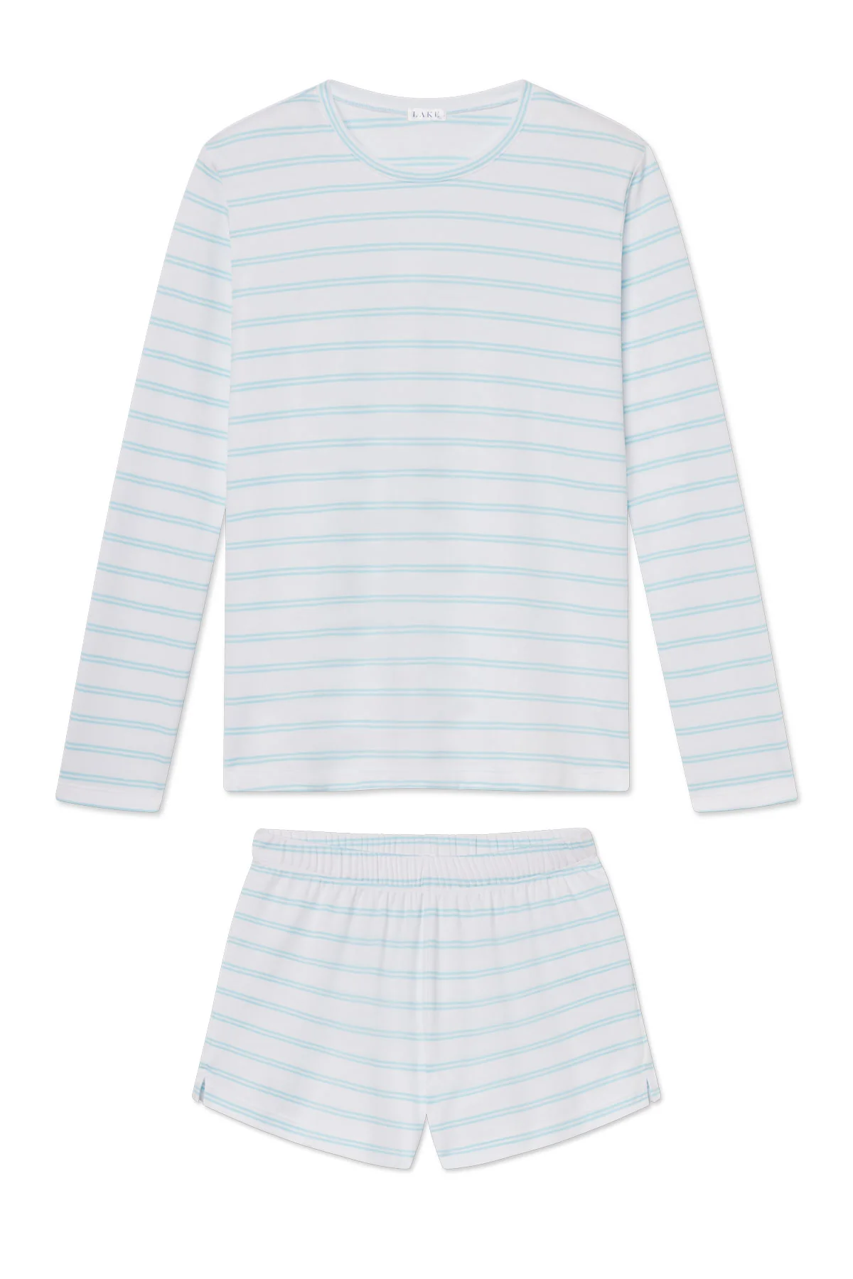 Pima Crew Long-Short Set in Salt Spray Tidal Stripe