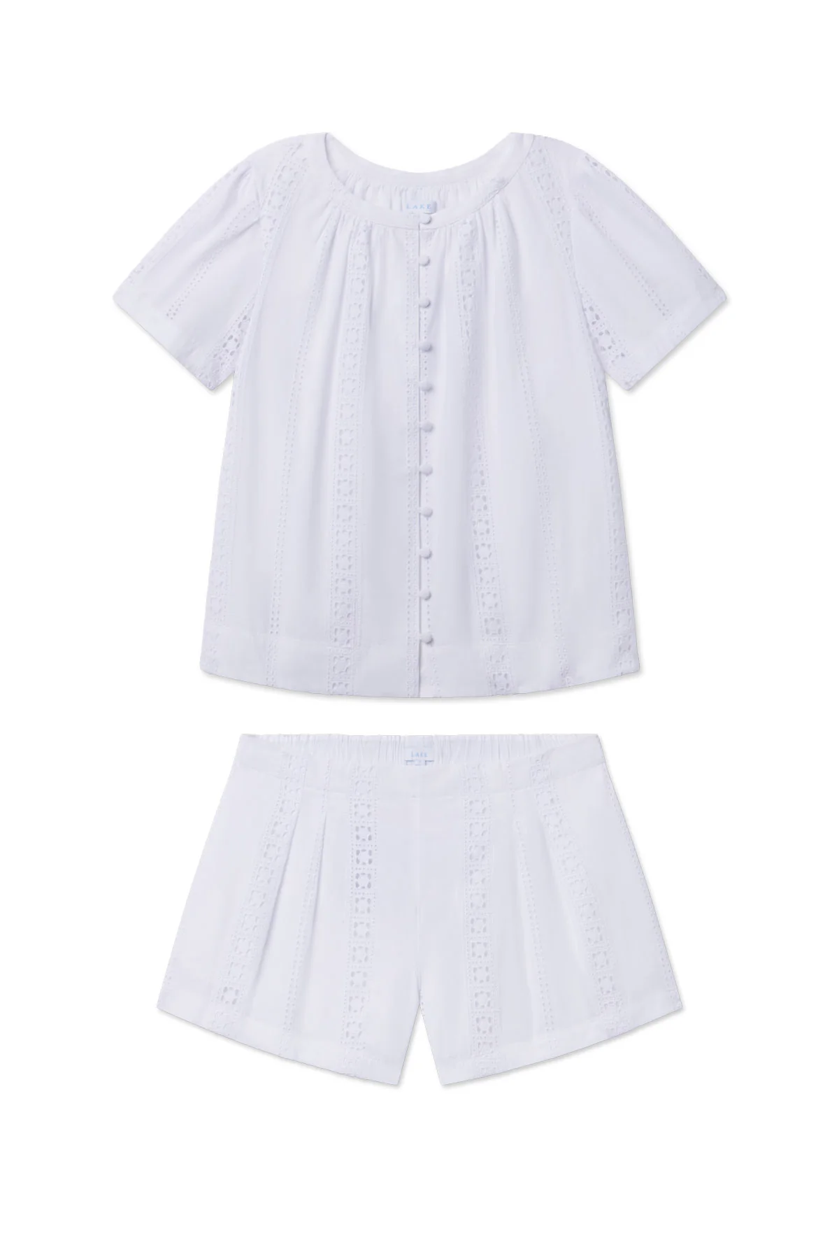 Cafe Shorts Set in White Eyelet - Image 5