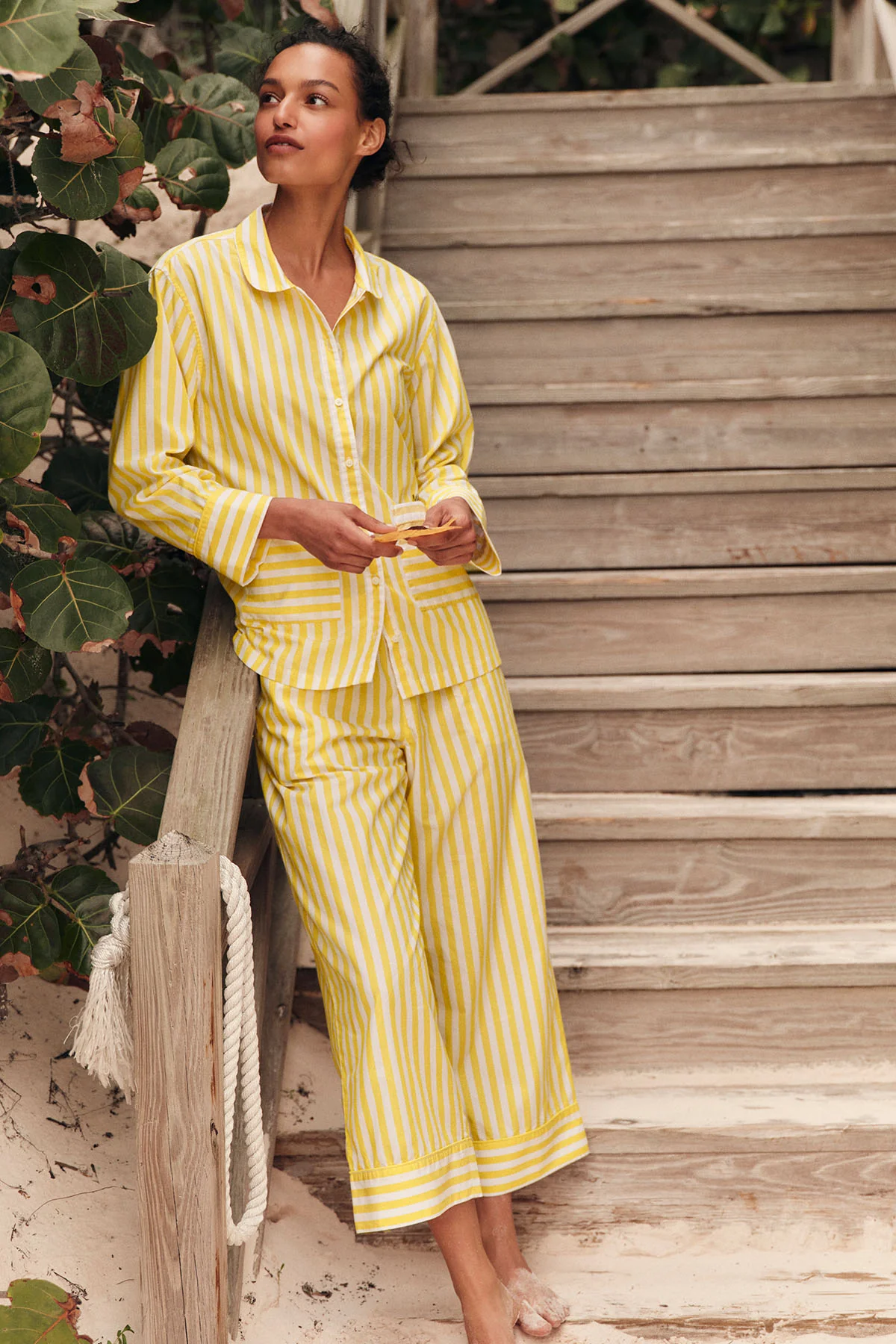 Poplin Piped Long-Long Set in Zest Beam Stripe - Image 3
